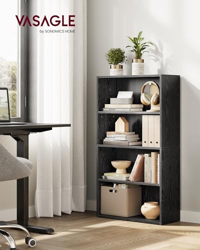 VASAGLE CUSTOS Collection - Bookshelf, 4-Tier Bookcase, Book Shelf, Open Storage Shelf, 9.4 x 23.6 x 42.4 Inches, for Living Room, Home Office, Dinning Room, Ebony Black ULBC164T56 - color: Ebony Black, size: 4 Tiers (23.6"W), style: 1 Pack