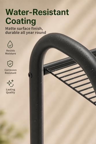5-Tier Metal Plant Stand - Heavy Duty Indoor Outdoor Flower Shelf for Multiple Pots, 65" Tall Vertical Holder with Adjustable Leveling Feet & Wall-Fixing Kits, Black