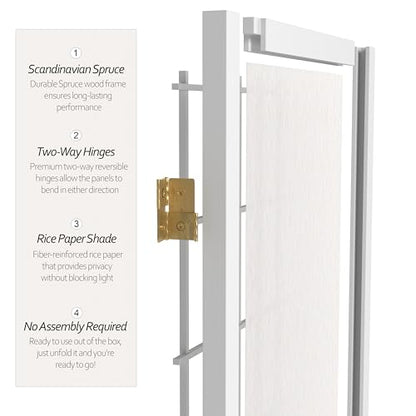 2 ft. Short Desktop Window Pane Shoji Screen - White - 4 Panels - color: White, size: 4 Panel