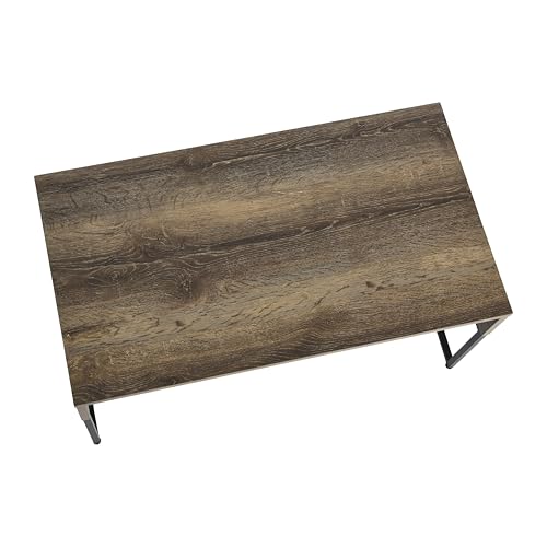 Household Essentials Ashwood Grain Coffee Table with Black Iron Base - color: Ashwood, style: Coffee Table