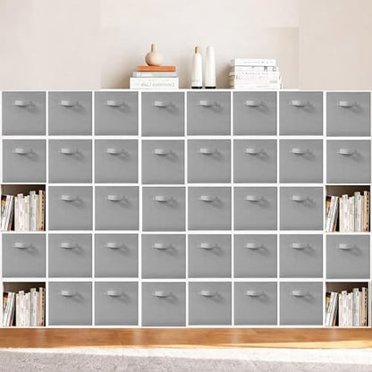 11 Inch Fabric Storage Bins, Storage Cubes, Collapsible Cube Storage Box, Fabric Closet Organizers with Handle for Home, Office, Shelf, Closets, Bedroom, Living Room, Grey, 36 Pack - size: 36 PACK