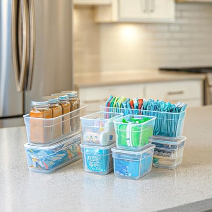 AB Designs 8-Pack Storage Bins with Lids, 4 Long and 4 Small, Clear - size: 4 Long & 4 Small