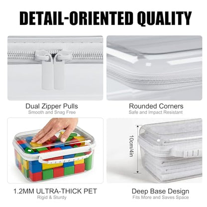 3 Pack Clear Hard Shell Zipper Storage Case Deep Capacity Organizer Pouches | PET Waterproof Transparent Bags with Handle 1.2mm Thick for Makeup Toiletries Cosmetics Toys Art Supplies Travel Essentials - color: purple