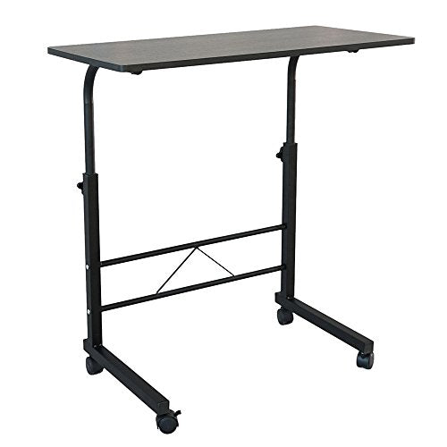 Henf Mobile Sofa Side Table Rolling Bed Table Snack Table, Height Adjustable Portable Laptop Computer Stand Desks Breakfast Tray Table with Wheels for Living Room Bedroom, Black - color: Black 31.5", Type a