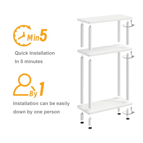 Apicizon Small Narrow Side Table, 3-Tier Skinny End Table, White | Sofa Side Table, Slim End Table, Wood Storage Shelf, Slim Nightstand Bedside Table for Narrow Spaces, Living Room, Bedroom - color: White, style: Narrow Side Table