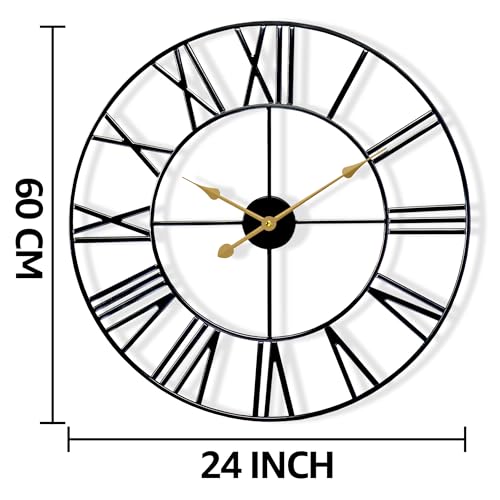 Sorbus Large Wall Clock for Living Room Decor - 24 inch Big Wall Clock Decorative - Battery Operated - Roman Numeral Analog Large Clock for Bedroom, Room, Home, Kitchen, Office, Wall Decor (Black) - color: Black, size: 24"