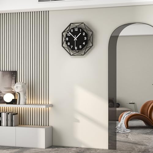 Large Wall Clock for Living Room Decor 16inch Silent Modern Clock | Analog Battery Operated Non Ticking Black Wood Home Decorative Clock Wall for Kitchen Bedroom Office Classroom Bathroom - size: 16 inch