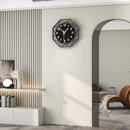 Large Wall Clock for Living Room Decor 16inch Silent Modern Clock | Analog Battery Operated Non Ticking Black Wood Home Decorative Clock Wall for Kitchen Bedroom Office Classroom Bathroom - size: 16 inch