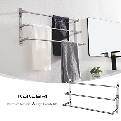 KOKOSIRI Bath Towel Bars Stainless Steel Bathroom 3-Tiers Ladder Towel Rack Wall Mount Towels Shelves, Brushed Nickel, B5002BR-L24 - color: Brushed, size: 24-Inch
