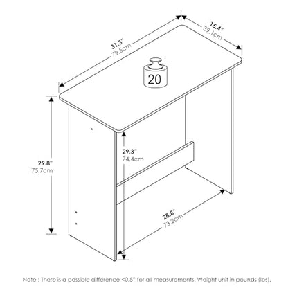 White Minimalist Study Desk Compact Writing Table Small Space Computer Desk Modern Simple Workstation for Bedroom Dorm Home Office Easy Assembly Space Saving Design