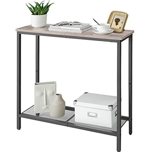 HOOBRO 29.5" Narrow Console Table, Small Entryway Table with Shelf, 2 Tier Thin Sofa Table, Behind Couch Table, Side Table, for Hallway, Living Room, Bedroom, Greige and Black BG74XG01 - color: Greige + Black
