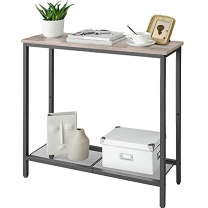 HOOBRO 29.5" Narrow Console Table, Small Entryway Table with Shelf, 2 Tier Thin Sofa Table, Behind Couch Table, Side Table, for Hallway, Living Room, Bedroom, Greige and Black BG74XG01 - color: Greige + Black