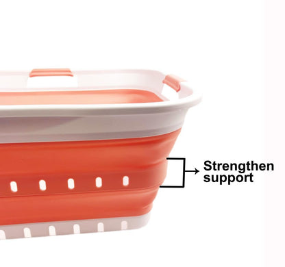 SAMMART 42L (11 gallon) Collapsible Plastic Laundry Basket - Foldable Pop Up Storage Container/Organizer - Space Saving Hamper/Basket (1, White/Quartz Pink) - color: White/Quartz Pink
