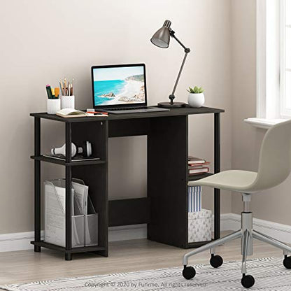 Furinno JAYA Desk, 38.4" Wide Gaming Desk, Computer Study Desk, Office Desk with Side Shelves, Open Storage, for Home Office, Bedroom, Dorm, Study Room, Espresso - color: Espresso