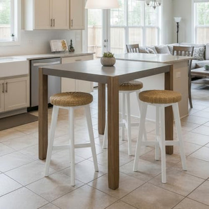 Alaterre Furniture Newport Dining Table for 4, Gray/Amber, 42” x 36” | Rustic Industrial Kitchen Table with Faux Concrete Top and Light Wood Legs for Dining Room or Kitchen