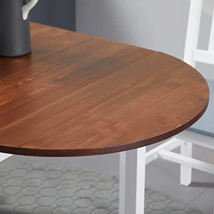 HOMCOM 55" Solid Wood Kitchen Table for 4-6 People Small Drop Leaf Brown | Oval, Folding Dining Table, Small Spaces - color: Brown