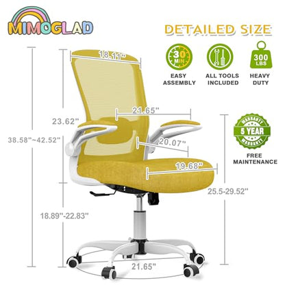 Mimoglad Ergonomic High Back Mesh Office Chair, Adjustable Lumbar Support, Thickened Seat Cushion (Modern, Jasmine) - color: Jasmine
