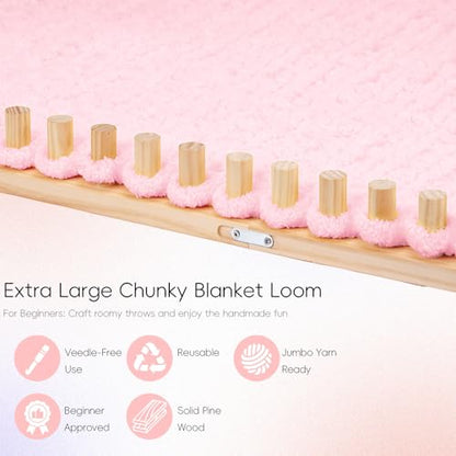 PIRXXIY 65'' Chunky Yarn Blanket Loom, Knitting Loom for Custom Hand Knitting Yarn Chunky, Extra Large Loom for Beginners DIY Craft Enthusiasts