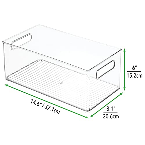 mDesign Deep Plastic Storage Organizer Container Bin, Bath and Shower Organization for Cabinet, Cupboard, Shelves, Counter, or Closet - Holds Shampoo, Vitamins, Ligne Collection, 2 Pack, Clear