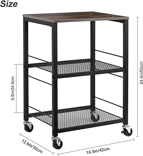 LIANTRAL 3 Tier Rolling Cart, Black Kitchen Carts on Wheels with Storage | Multifunctional Utility Cart for Kitchen Bathroom Living Room Bar Office - size: Medium, style: Black
