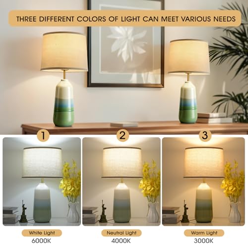 Misty Gradient Ceramic Eye-Caring SoftGlow Lamp with 3-Color Dimmable and Exquisite Round Shell for Room
