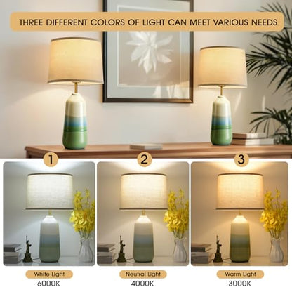 Misty Gradient Ceramic Eye-Caring SoftGlow Lamp with 3-Color Dimmable and Exquisite Round Shell for Room