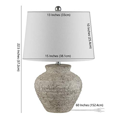 SAFAVIEH Lighting Ledger 22.5" Table Lamp, Light Grey TBL4352A | Textured Ceramic Base, Fabric Shade, LED Bulb Included, Rustic Farmhouse Style, Easy Assembly - color: Light Gray