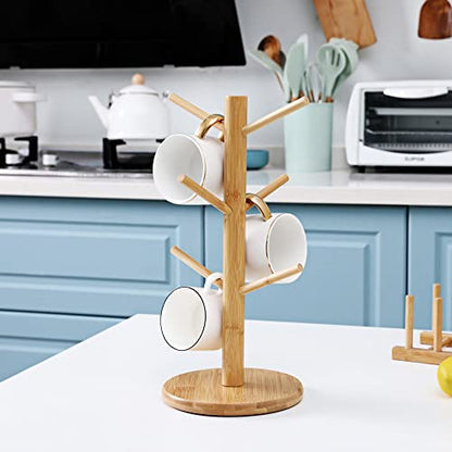 MyLifeUNIT Mug Holder Tree, Coffee Cup Holder with 6 Hooks (Yellow) - color: Yellow