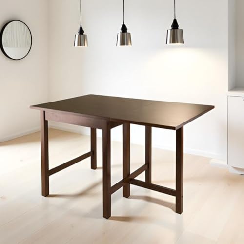 Lynden Drop Leaf Dining Table Versatile Table with Drop Leaf Design for Small or Large Spaces Expands from Compact Table to Full-Sized Dining Table Featuring Rich Walnut Finish