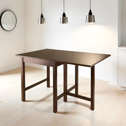 Lynden Drop Leaf Dining Table Versatile Table with Drop Leaf Design for Small or Large Spaces Expands from Compact Table to Full-Sized Dining Table Featuring Rich Walnut Finish