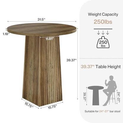 Tribesigns 31.5" Round Dining Table, Wooden Kitchen Table for Dining Room, Living Room, Small Space, Rustic Brown