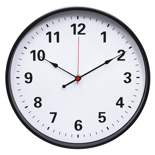 LEIKE Metal Wall Clock 12IN Black, Retro Silent Quartz Battery Operated, Decorative for Patio, Kitchen, Living Room, Bedroom, Pool - size: 12in