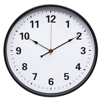 LEIKE Metal Wall Clock 12IN Black, Retro Silent Quartz Battery Operated, Decorative for Patio, Kitchen, Living Room, Bedroom, Pool - size: 12in