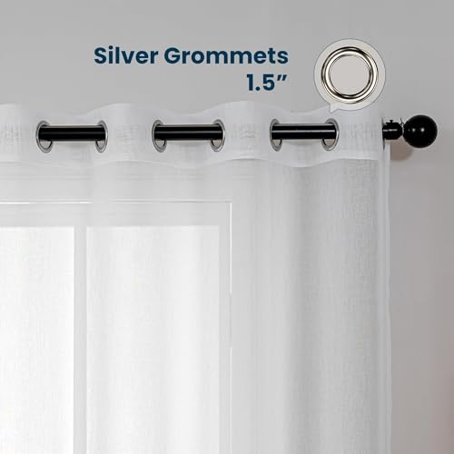SLEEP ZONE Sheer Curtains for Living Room and Bedroom, Embroidered Sheer Curtains White Sheer Curtain 42 × 63 inch Length of 2 Panels, Off-White Lattice - color: White Lattice, size: 42"W×63"L
