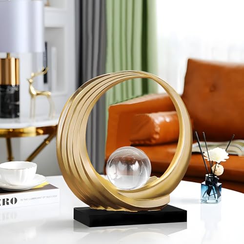 Dosker Modern Abstract Stripe Golden Shelf Decor Statues | Coffee Table Home Decor Sculpture,Desk Decoration for Living Room,Office (Golden)