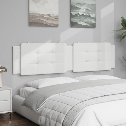 76 Inch White Faux Leather Headboard Cushion Pillow for Bed, Upholstered Wall Mounted Headboard with Soft Foam Padding for Back Support, Easy to Clean Modern Bedroom Decor