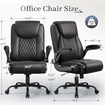GTPOFFICE Executive Office Chair with Comfortable Lumbar Support, Ergonomic Gaming Chair with Flip-up Armrests & Zoned Pressure-Relief Cushion, Comfy PU Leather Desk Chair, Light Black - color: Light-black