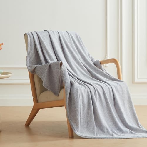 COOVA Lightweight Knit Throw Blanket for Couch, Decorative Blanket, Soft and Cozy Throw for Sofa, Bed or Chair, Living Room (Light Grey, 60×80 inches) - color: Light Grey, size: 60"x80"