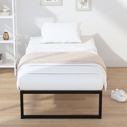 EMODA 14 Inch Narrow Twin Bed Frame 30x75, Heavy Duty Metal Platform | No Box Spring Needed, Easy Assembly Noise Free, Black - color: Black, size: Narrow Twin, style: 14 inch
