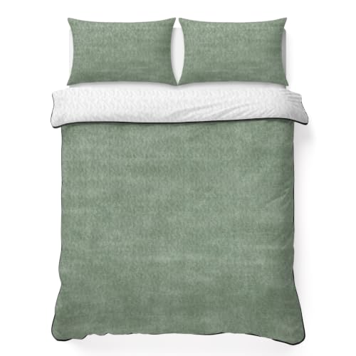 Minimalist Sage Green 3 Piece Quilt Set King Size, Vintage Art Distressed Pattern Farmhouse Soft Bedspread Coverlet Bedding Set Microfiber Lightweight Comforter Set with 2 Pillowcases for Bedroom - size: King