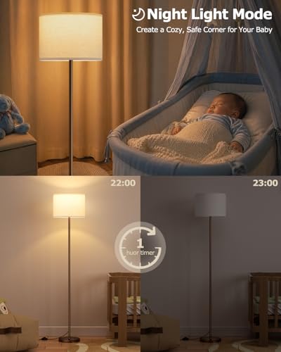 Dimmable Floor Lamp for Living Room with Remote, 9W 900LM LED Bulb Included, Deep Beige Shade Brown Pole - color: brown & deep beige