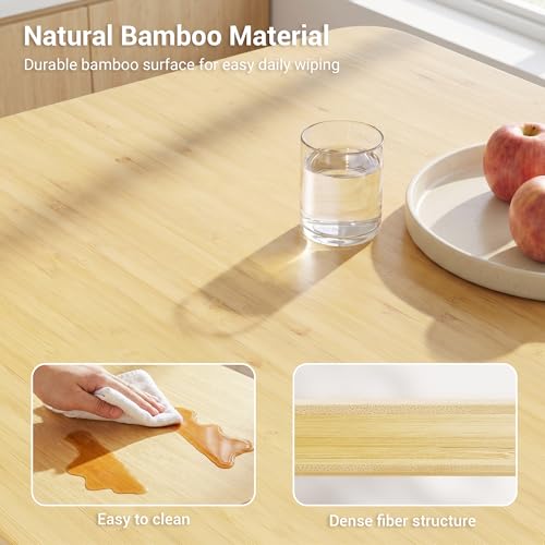 Bamboo Dining Table, Small Kitchen Table for 2, 27.6" Square Dining Tables for Small Space, Easy Assembly, Dinner Table for Dining Room, Living Room, Kitchen, Office(Natural) - color: Natural