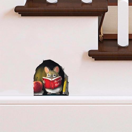 eacher’s Pet Mouse Wall Sticker – Adorable 3D Reading Mouse Décor for Classroom, Kids Room & Book Lover Gift by MICESTERPIECE - style: TeachersPet