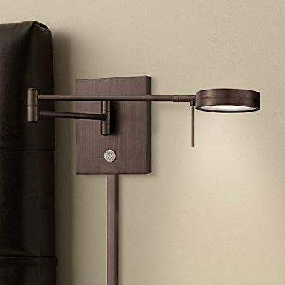 GEORGE KOVACS P4308-647 George's Reading Room LED Swing Arm Wall Lamp, 1-Light, 8 Total Watts, 6.25-in H x 13.75-in W, Copper Bronze Patina - color: Copper Bronze Patina