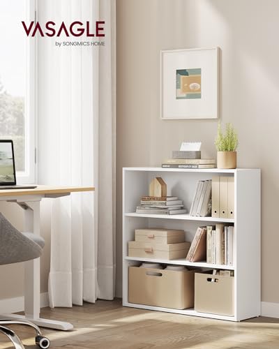VASAGLE CUSTOS Collection - Bookshelf, 3-Tier Bookcase, Book Shelf, Open Storage Shelf, 9.4 x 31.5 x 32 Inches, for Living Room, Home Office, Dinning Room, Cloud White ULBC173T14 - color: Cloud White, size: 3 Tiers (31.5"W), style: 1 Pack