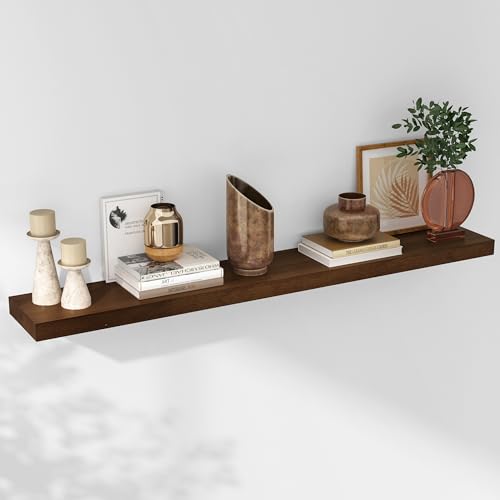 Floating Shelves, 8 Inch Deep Modern Solid Wood Wall Shelves for Storage, Wall Mounted Display Shelving with Invisible Heavy-Duty Metal Bracket, 48" W x 8" D x 1.6" H, Walnut - color: Special Walnut, size: 48" W, 1-Pack