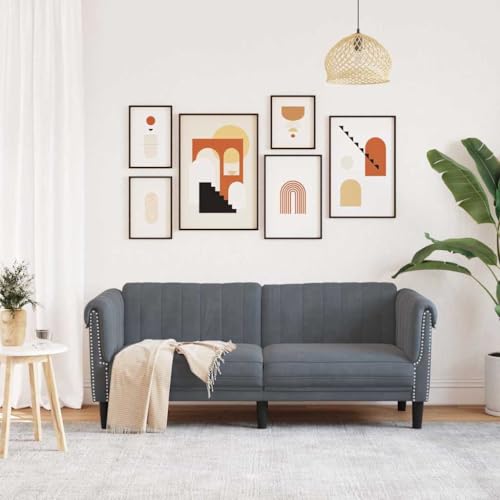 2-Seater Sofa Dark Gray Velvet Couch for Living Room Modern Upholstered Small Furniture with Thick Padding - color: Dark Gray/2-seater, size: 71.7" x 30.3" x 29.1" (W x D x H)
