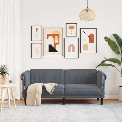 2-Seater Sofa Dark Gray Velvet Couch for Living Room Modern Upholstered Small Furniture with Thick Padding - color: Dark Gray/2-seater, size: 71.7" x 30.3" x 29.1" (W x D x H)