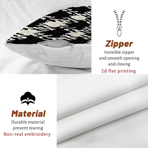 Houndstooth Throw Pillow Covers Set of 2, Modern Contemporary Geometric Abstract None Black Soft Velvet Washable Cover Decorative Pillows for Living Room Bedroom Loft Office Car Decor 14x14 Inch - size: 14" x 14" (Pack of 2)