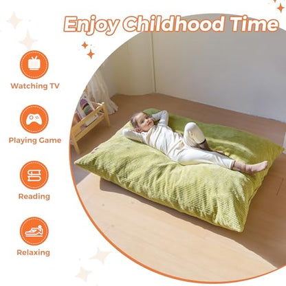 MAXYOYO 3 in 1 Kids Bean Bag Chair Bed, Convertible Chair Folds from Bean Bag to Lounger, Child Floor Sofa for Gaming, Reading, Floor Couch with High-Density Foam Filling | Convertible Chair Folds from Bean Bag to Lounger, Floor Couch with High-Density Fo
